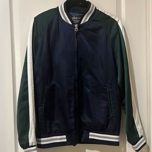 Zara mens satin navy and green bomber